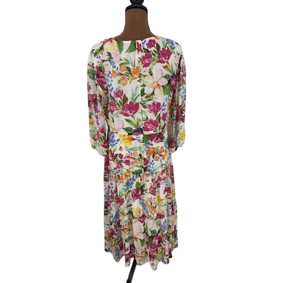 Taylor Long Sleeve V-Neck Tiered Floral Maxi Dress with Elastic Waist – Size 10 - Picture 4 of 8